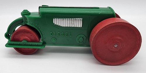 Vintage Hubley Green Plastic Diesel Roller Tractor 6" w/ Wood Wheels Kids Toy - Picture 4 of 12