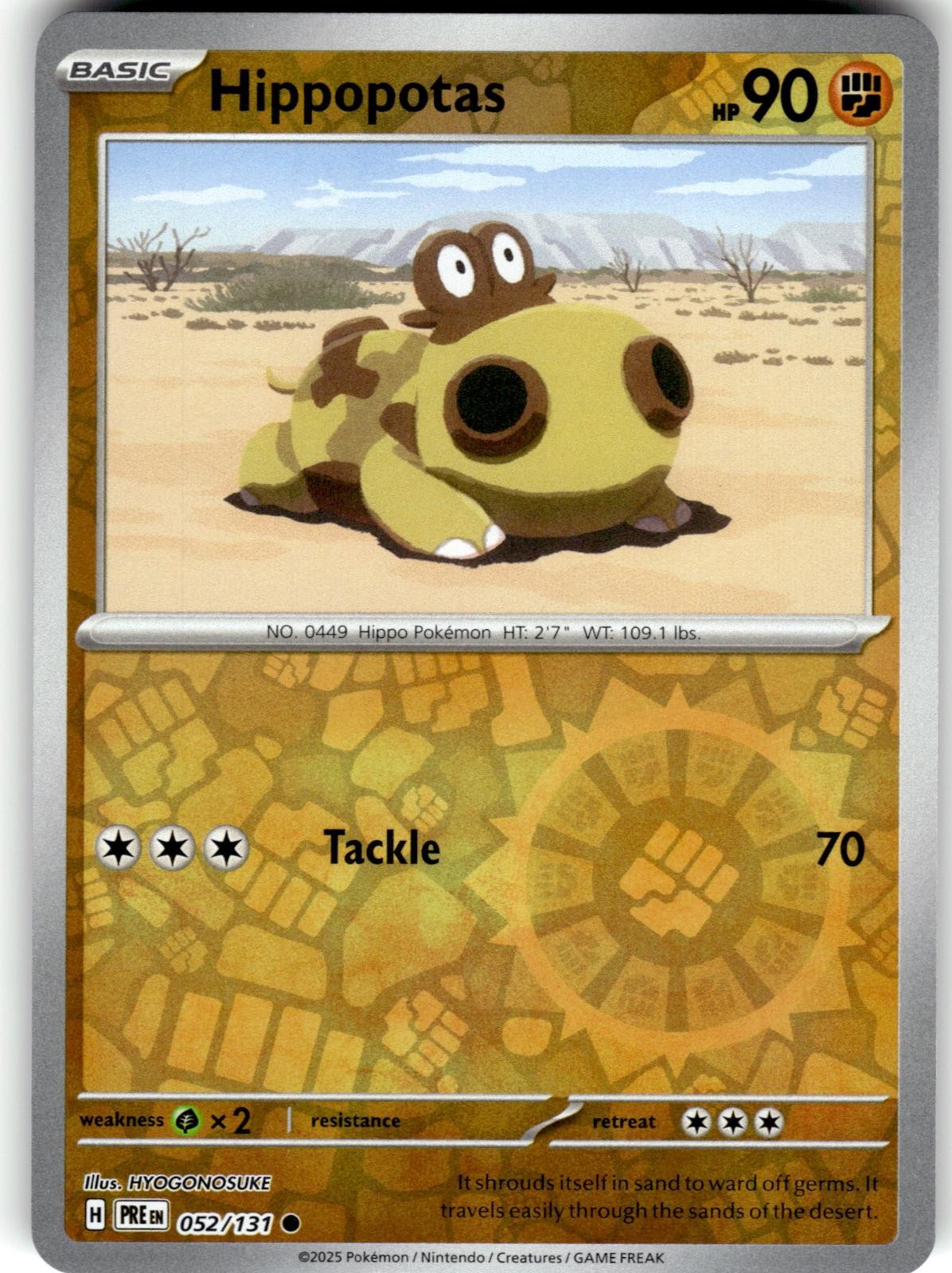 Hippopotas 052/131 Common Prismatic Evolutions Pokemon Reverse Holo Near Mint