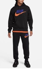 Nike Men's Club Fleece Futura Tracksuit Joggers Matching Hoodie Black SZ Sm