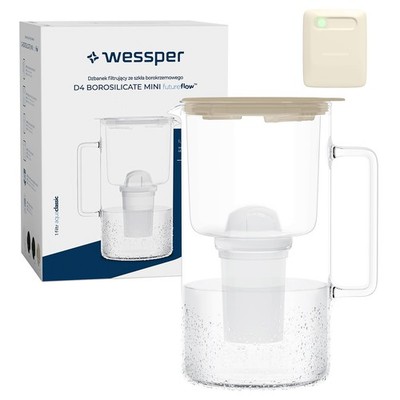 Wessper D4 Borosilikat 2L Wasserfilterkrug mit smartem futureflow Zähler