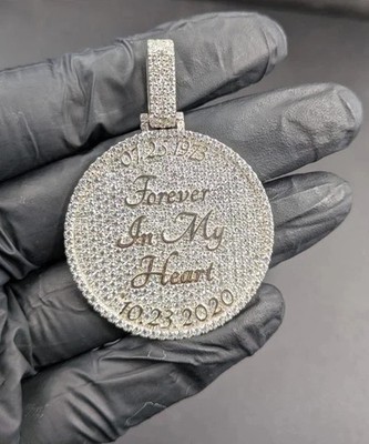 3Ct Round Lab Created Diamond Customized Circle Pendant 14K White Gold Plated