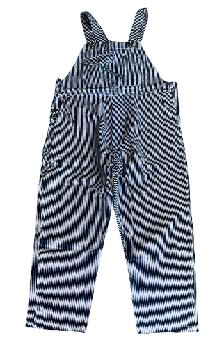 VTG NEW KEY IMPERIAL Carpenter Bib Overalls Hickory Stripe 100% Cotton 48x30