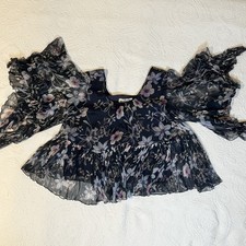 Johnny Was Walter Floral Silk Top Women's Size Medium Long Sleeve