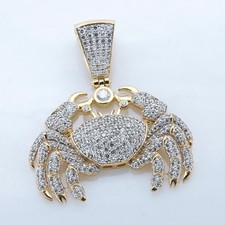 3Ct Simulated Diamond Crab Cancer Zodiac Pendant 14k Yellow Gold Plated Silver