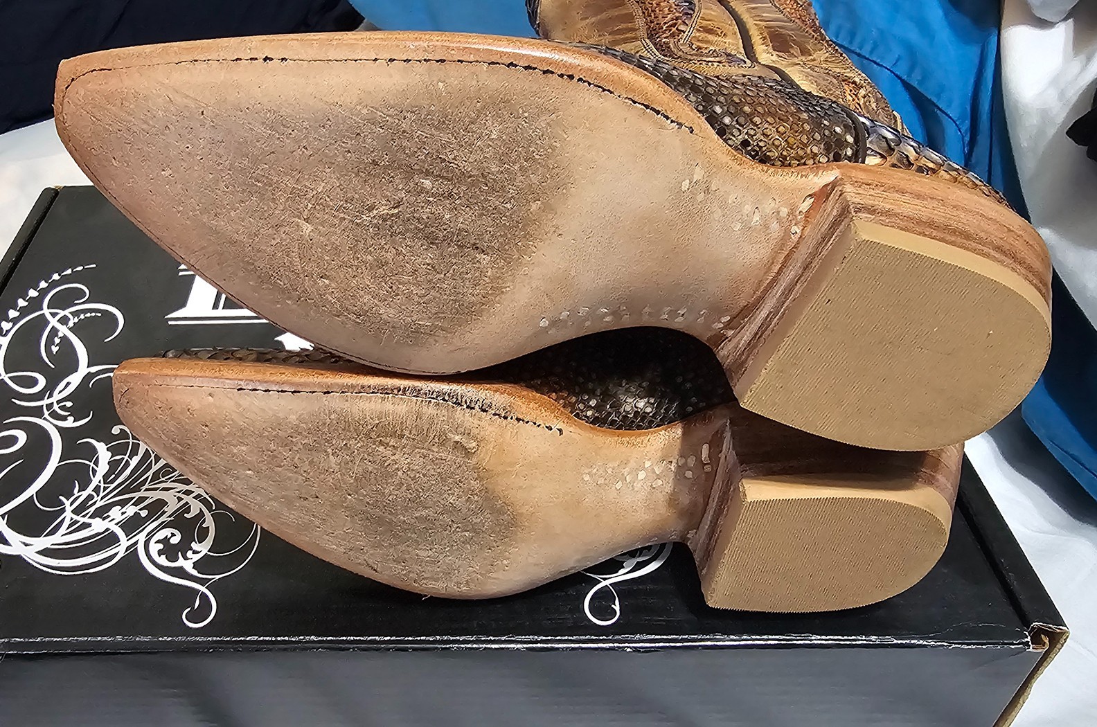 Black Jack Colored Python with Collar Cowboy Boot… - image 8