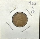 1923 S Lincoln Cent Good - Very Good  (VG) Circulated Condition Copper Penny