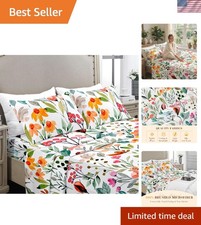 Floral Sheets Queen Size, Double Brushed Microfiber Bed Sheet Set for All Se...