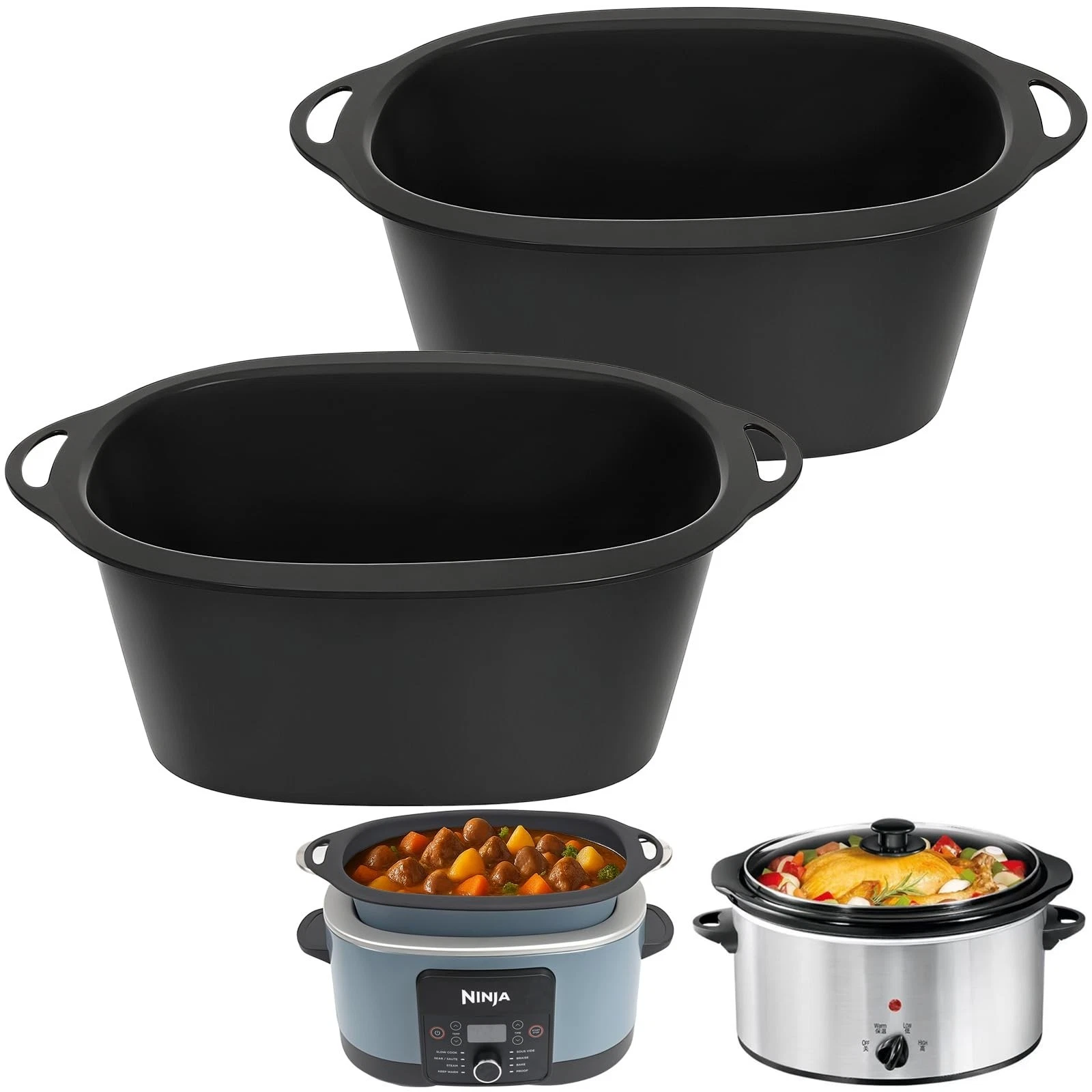 Silicone Slow Cooker Liners 2Pcs - Reusable Crock Pot Accessories for 8.5 Quart