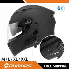 Modular Motorcycle Full Face Bluetooth Helmet Dual Visor Flip Up Moto Helmet DOT