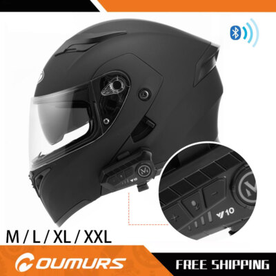 Modular Motorcycle Full Face Bluetooth Helmet Dual Visor Flip Up Moto Helmet DOT