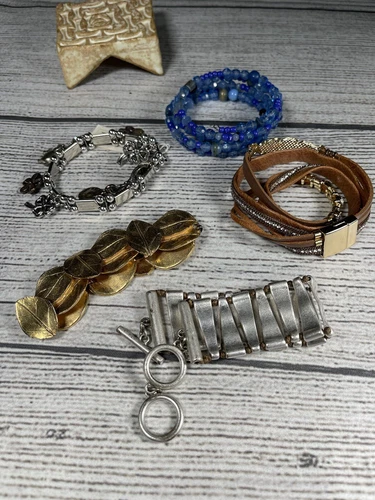Vtg Lot Of 5 Costume Fashion Jewelry Lot Bracelets