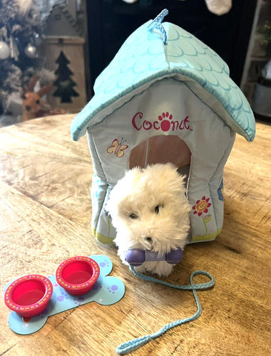 American Girl Kokos Hund mit Haus Futter Geschirr Knochenmatte Halsband Leine Haustier