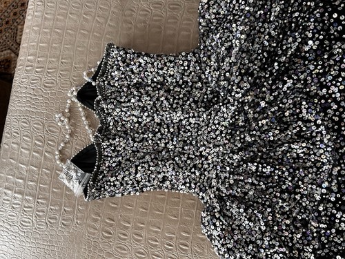 Squisito abito con perline/paillettes e scialle Nazeem Khan RIAZEE BERGDORF GOODMAN taglia 6 - Foto 11 di 11