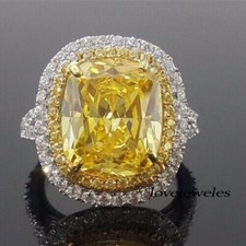 4.91CT Cushion Lab-Created Diamond Engagement Halo Ring 14K 2-Tone Gold Finish