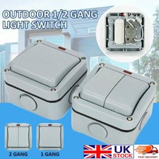 UK 1/2 GANG 1/2 WAY WALL LIGHT SWITCH EXTERNAL GARDEN WATERPROOF OUTDOOR IP66~