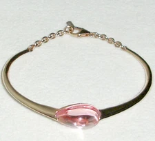 Baccarat Fleurs De Psydelic Pink Crystal Bracelet Silver Pink Gold Vermeil 7 New