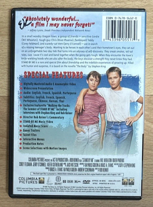 Stand By Me DVD Wil Wheaton River Phoenix Corey Feldman Jerry O’Connell (Used) - Image 4 of 4