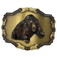 Brown Bear Growling 3D Belt Buckle Wildlife Hunting Grizzly Woods Forest Outdoor