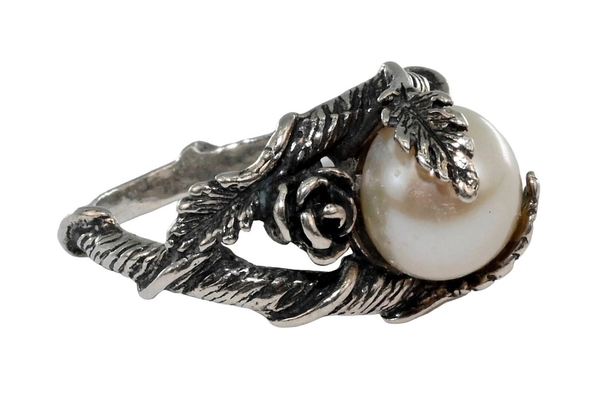 Paz Creations PZ Israel Solid 925 Sterling Silver Floral Pearl Sm