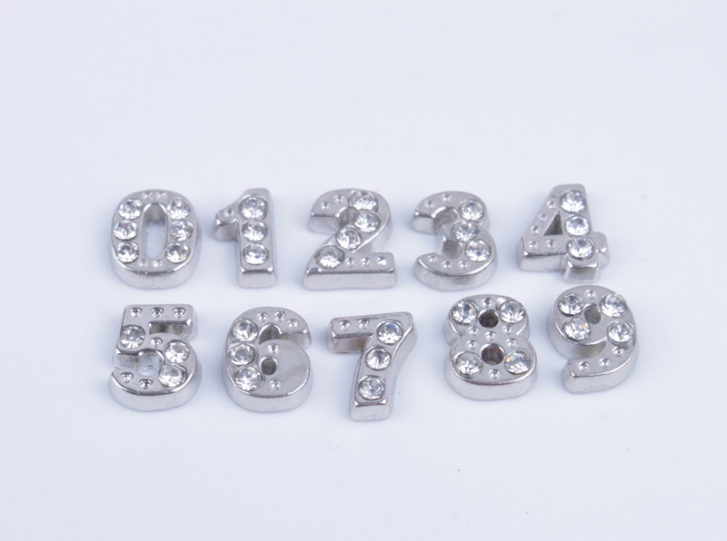 50PCS Fashion Crystal Arabic Numbers Floating Locket Charms