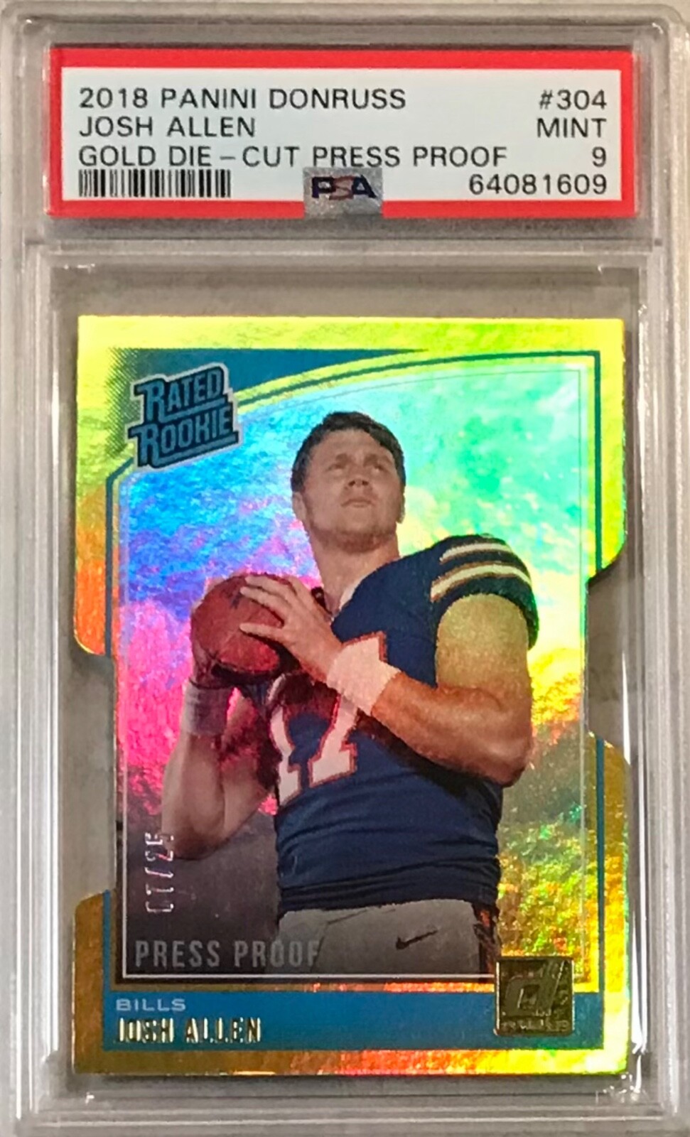 2018 Donruss Josh Allen #7/25 Gold Press Proof Die-Cut Rated Rookie RC 304 PSA 9