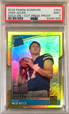 2018 Donruss Josh Allen Gold #7/25 Press Proof Rated Rookie Die-Cut RC 304 PSA 9