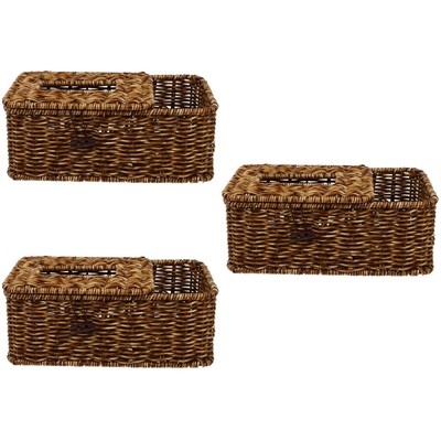 3 pcs  Natural Napkin Box Handmade Tissue Box Desktop Storage Case for Home