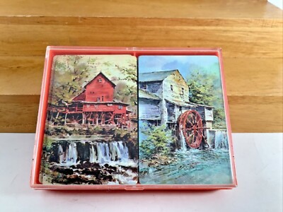 VINTAGE 1970's HALLMARK OLD MILL STREAM BRIDGE PLAYING CARDS ORIGINAL CASE