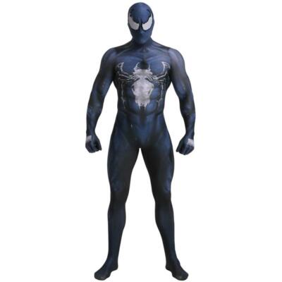 Costume Venom per adulti vestito di carnevale uomo nero tuta maschera  completo | eBay