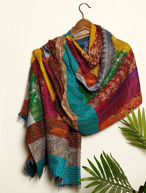 Multicolor - Hand-Stitched Cotton Patchwork Stole 17