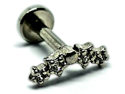 Piercing Courbé Étoiles Avec CZ - 16g (1.2mm) 6mm - Pour Hélix, Tragus - Acier 316L Neuf