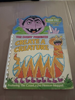 THE COUNT PRESENTS CREATE A CREATURE Sesame Street WIPE OFF Book 1978.   RARE 