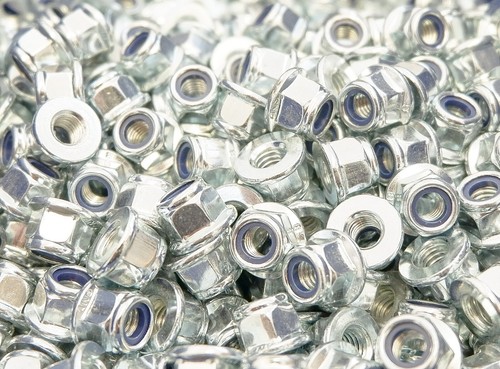 Set of 20 M6 Flanged Zinc Plated Nyloc Nuts for Kart Sprockets & Floor Trays - Picture 2 of 3