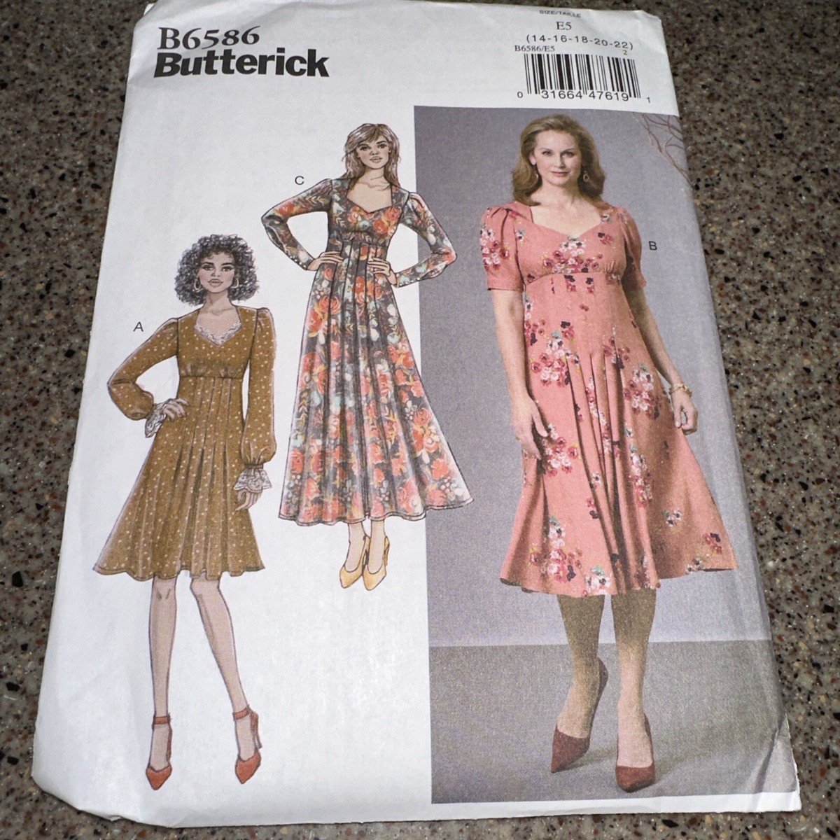 Dress Close Fitting Misses Size 14-22 Butterick 6586 Sewing Pattern *
