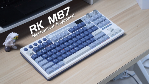RK M87 Wireless Game Mechanical Keyboard with Screen Dual Knob Blue-Chartreuse - Video 1 of 1