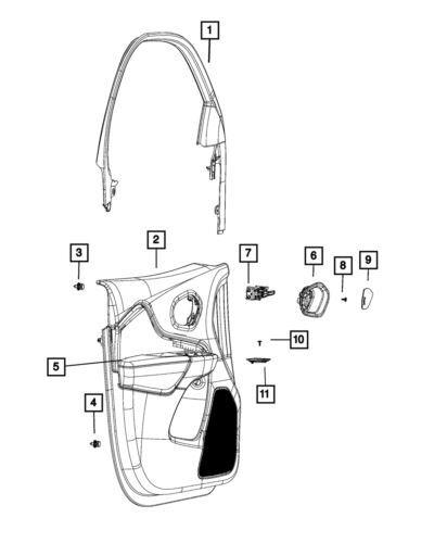 Ensamblaje de panel de revestimiento de puerta izquierda para Jeep Cherokee 2014-2017 (N/P 6BC571U5AE)