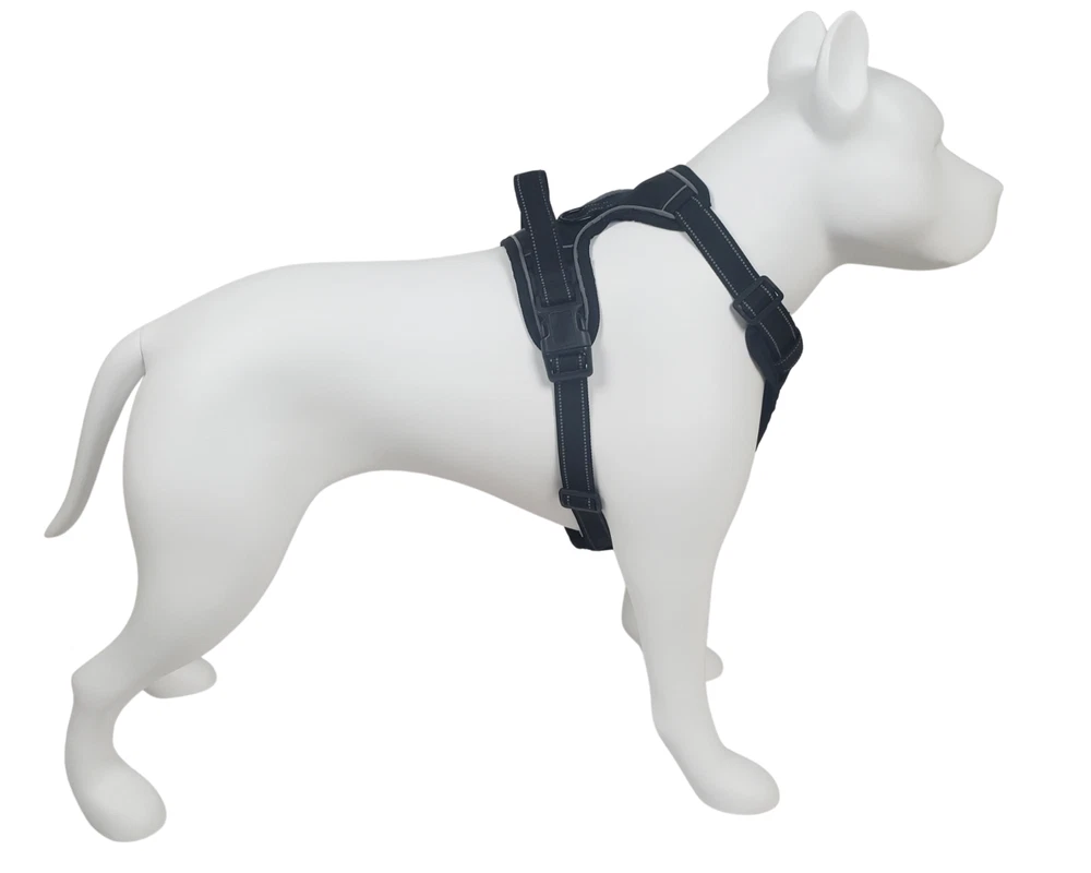 Dog Harness No Pull XL Black Adjustable Reflective Control Pet No Choke
