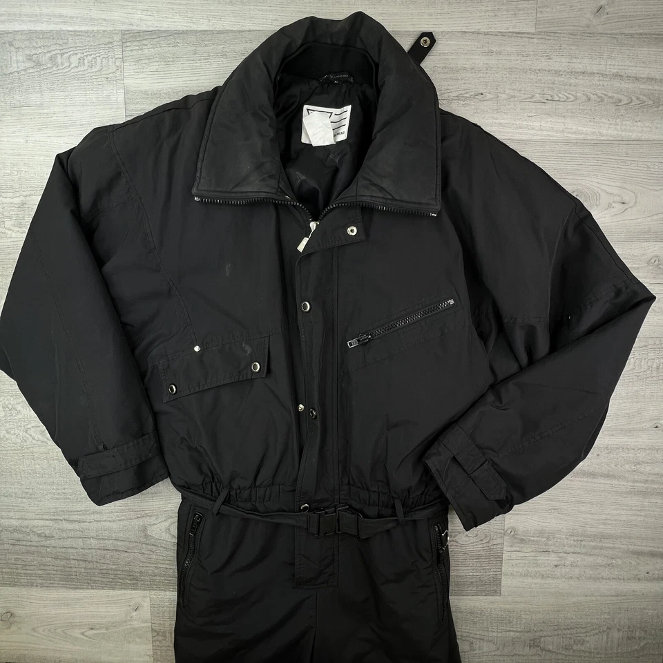 Terno de neve de esqui masculino vintage Tyrolia by Head isolado snowboard preto tamanho XL - Imagem 3 de 4