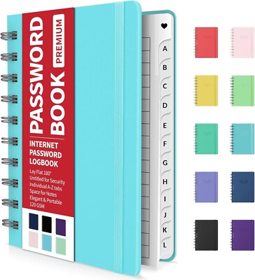 Password Book with Individual Alphabetical Tabs, 4''X5.5'' Small Password Notebook