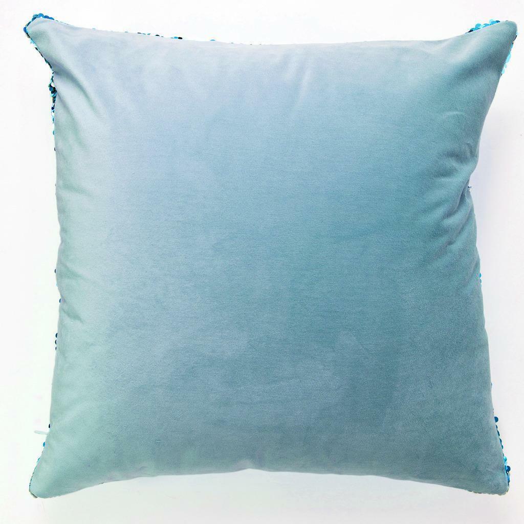 Personalised Sonic Hedgehog Sequin Cushion Cover – Magic Reveal Blue, 40cm, Any Name
