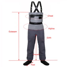 5-Layer Durable Breathable Waterproof Stocking Foot Fishing Chest Waders Pants