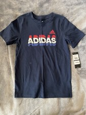 NWT Adidas Boys T-Shirt -Red, White  Blue Size 7 New With Tags