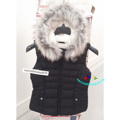 HOLLISTER COZY LINED PUFFER VEST JACKET BLACK SIZE WOMENS MEDIUM
