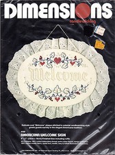 1983 NOS Dimensions Candlewicking Kit  4100 "American Welcome Sign" 9" x 7"