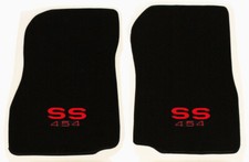 New 1968-1972 Chevelle Floor Mats Black Carpet Embroidered Red Ss 454 Logo Pair