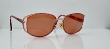 Vintage Diane Von Furstenberg Burm Gold Burgundy Oval Sunglasses FRAMES ONLY