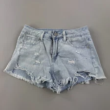 Rewash Shorts Women 1 Jean Cutoff Distressed 25" Waist Mid Rise Pockets Street