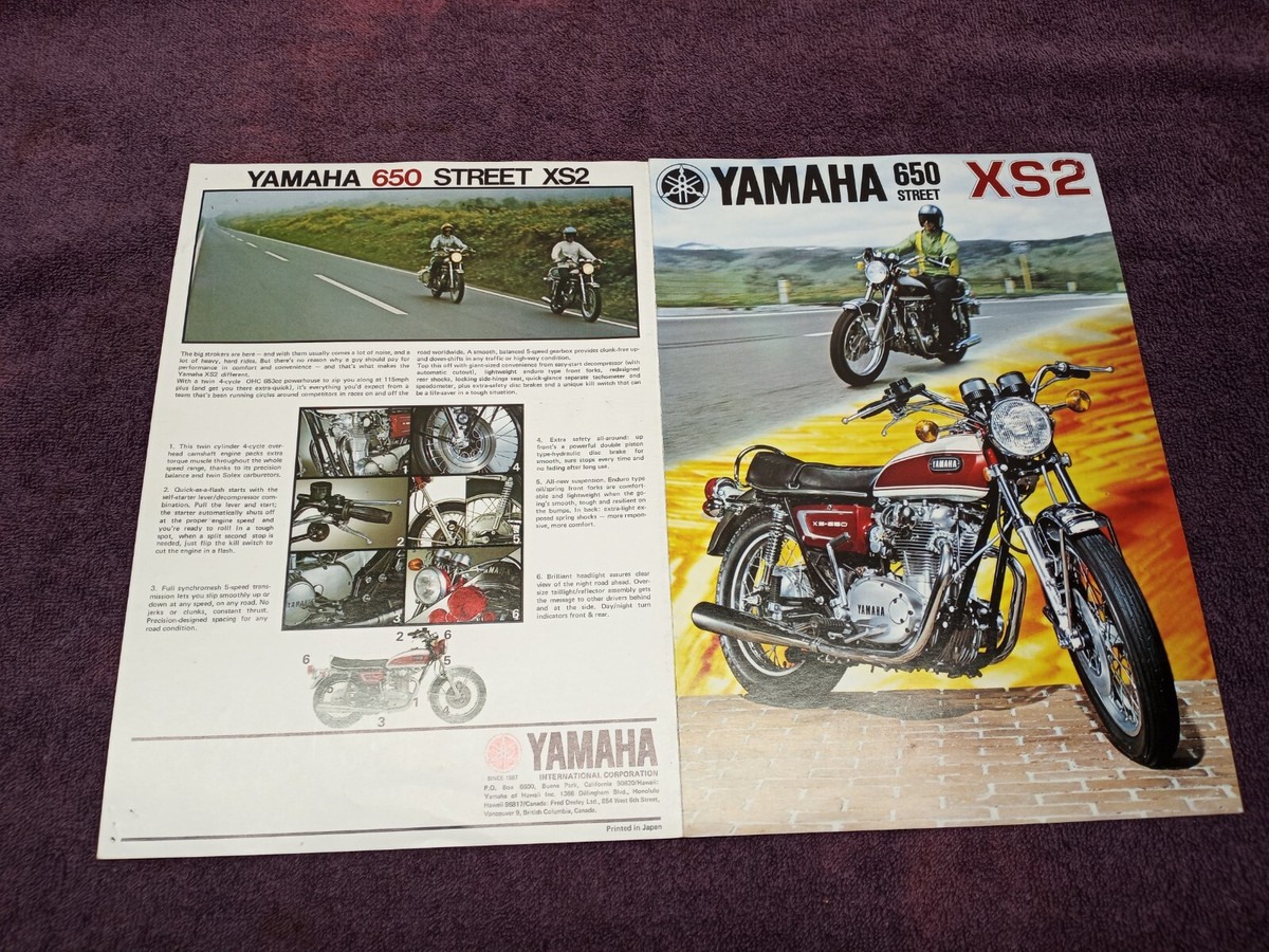 Vintage 1972 YAMAHA STREET 650 XS2 YAMAHA SALES BROCHURE ORIGINAL