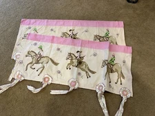 The Company Store Kids Pink Window Valance Horse Set 2 Equestrian Pony Jumper