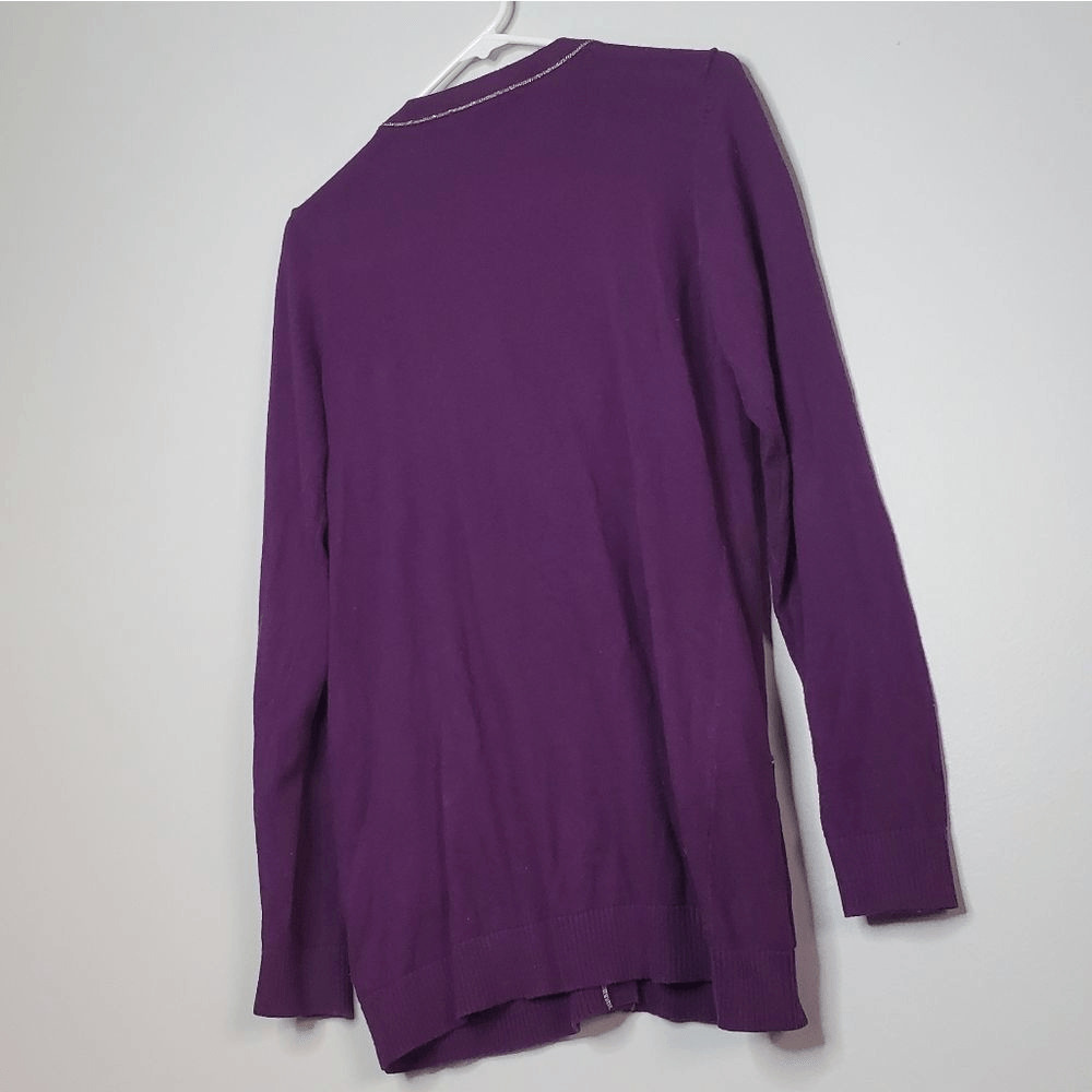 Denim And Co. S Cardigan Royal Purple Silver Butt… - image 2